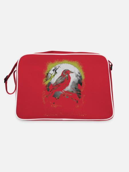 Halloween Raven Occult Spiritual Crow Crows - Retro Bag - red/white - Back