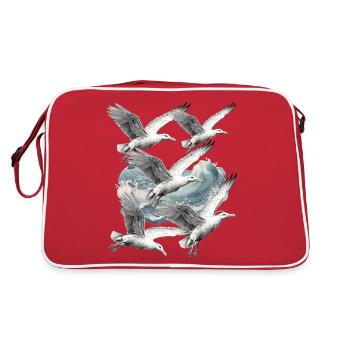 Mouettes Mer Mer Mer Océan Côte Oiseaux Marins - Sac Retro - rouge/blanc - Dos