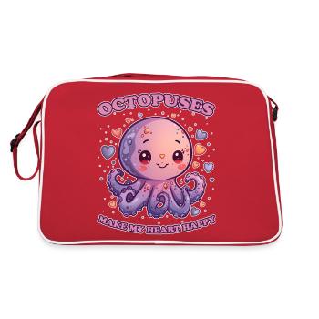 Drôle de pieuvre céphalopode calmar cadeau - Sac Retro - rouge/blanc - Dos
