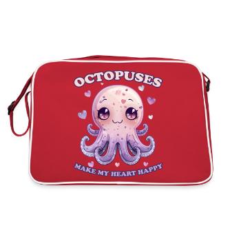Drôle de pieuvre céphalopode calmar cadeau - Sac Retro - rouge/blanc - Dos