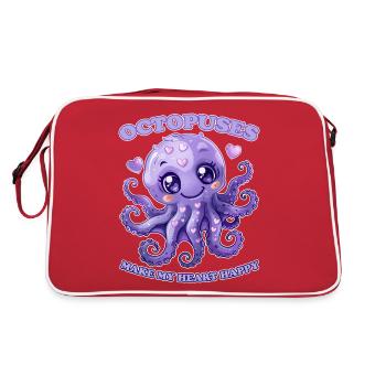 Drôle de pieuvre céphalopode calmar cadeau - Sac Retro - rouge/blanc - Dos
