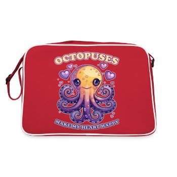 Drôle de pieuvre céphalopode calmar cadeau - Sac Retro - rouge/blanc - Dos