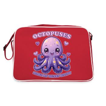 Drôle de pieuvre céphalopode calmar cadeau - Sac Retro - rouge/blanc - Dos
