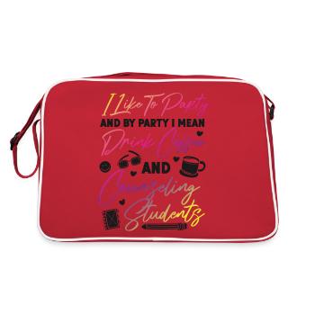 School Counselor Coffee I Like To - Retro Bag - red/white - Back
