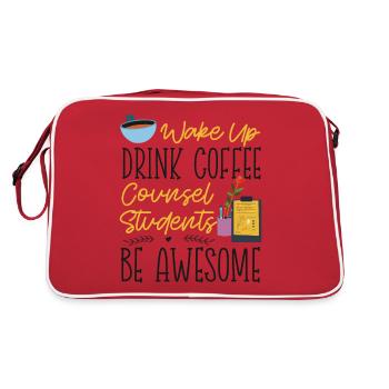 School Counselor Coffee Wake Up - Retro Tasche - Rot/Weiß - Hinten