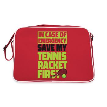 Funny Tennis Player Racket In Case - Retro Tasche - Rot/Weiß - Hinten