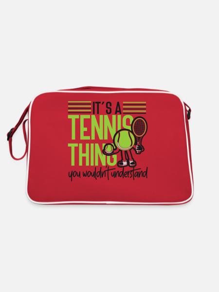 Funny Tennis Player Racket It's A - Retro Tasche - Rot/Weiß - Hinten