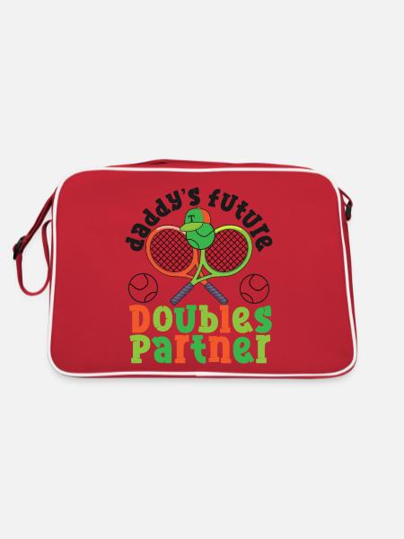 Funny Tennis Player Racket Daddy's - Retro Tasche - Rot/Weiß - Hinten