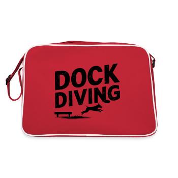 Dock Diving Saying Dog Diving Dock Diving Gift - Retro Bag - red/white - Back