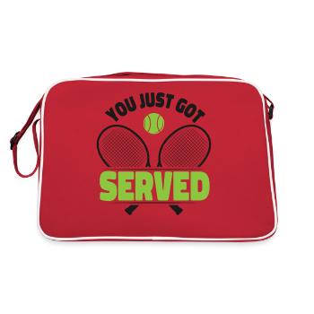 Funny Tennis Player Racket Friends - Retro Bag - red/white - Back