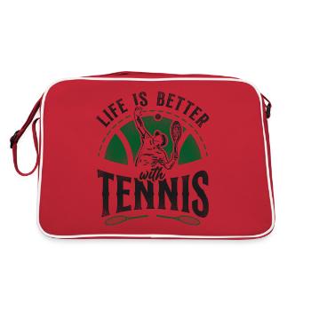 Drôle de joueur de tennis raquette la vie est - Sac Retro - rouge/blanc - Dos