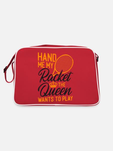 Funny Tennis Player Racket Queen - Retro Bag - red/white - Back