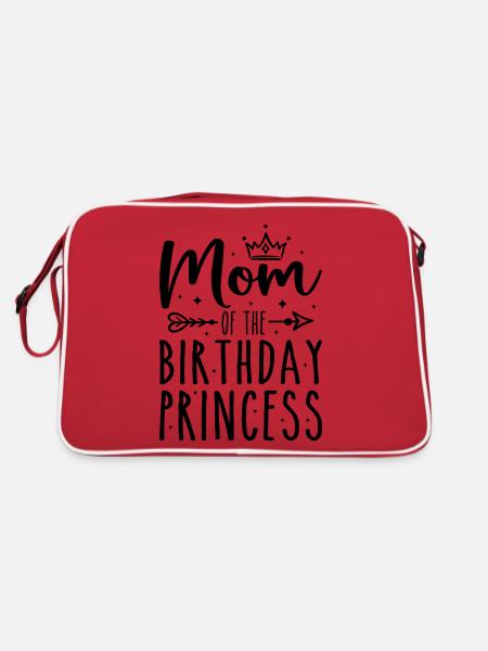 Mom Of The Birthday Princess Girls Funny Birthday - Sac Retro - rouge/blanc - Dos