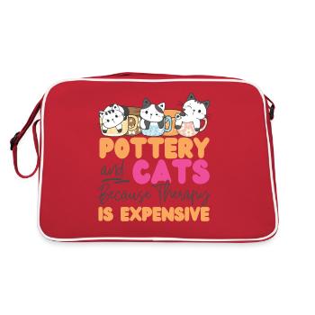 Poterie Céramiste Artiste Chat - Sac Retro - rouge/blanc - Dos