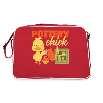 Pottery Ceramics Artist Chicken - Retro Tasche - Rot/Weiß - Hinten