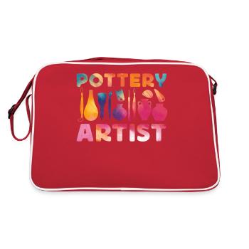 Pottery Ceramics Artist Watercolor - Retro Tasche - Rot/Weiß - Hinten