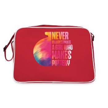 Pottery Ceramics Artist Watercolor - Retro Tasche - Rot/Weiß - Hinten