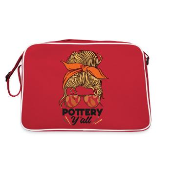 Pottery Ceramics Artist Girl - Retro Tasche - Rot/Weiß - Hinten
