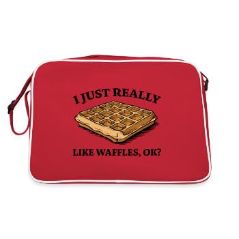 Waffles Saying Dessert Funny Waffles Gift - Retro Bag - red/white - Back