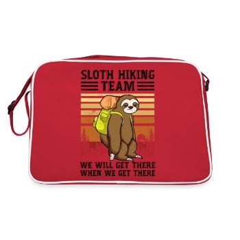 Faultier Wanderteam Wir werden dort ankommen, wenn wir - Retro Tasche - Rot/Weiß - Hinten