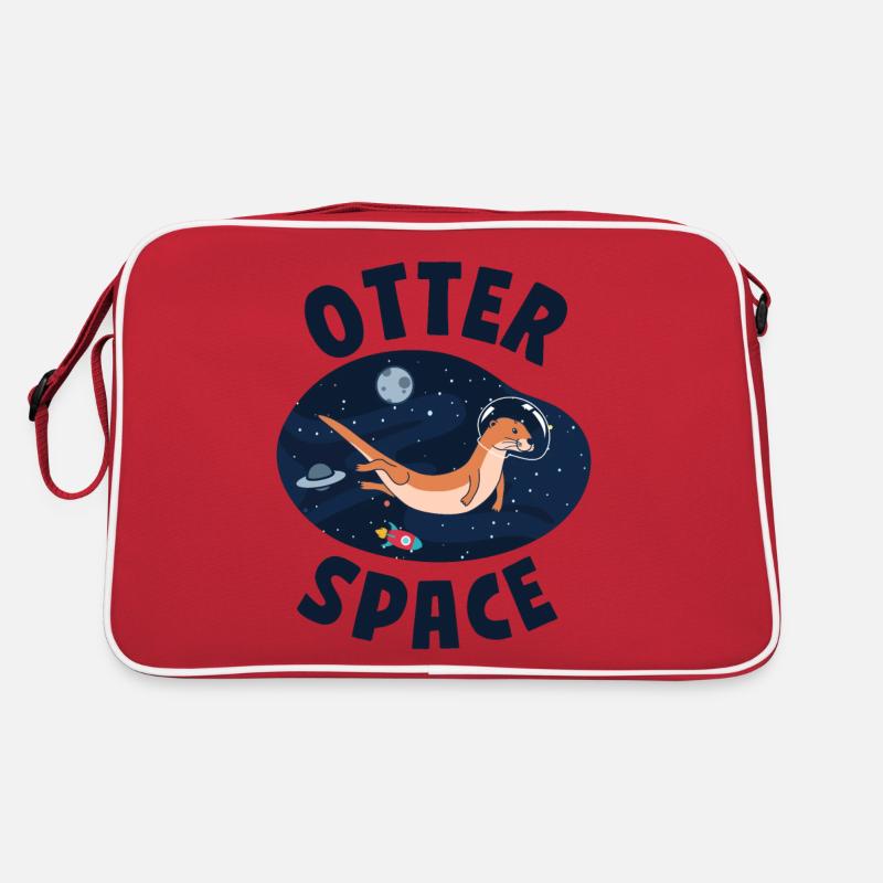 Otter Pun Space Science Astronaut - Retro Tasche - Rot/Weiß