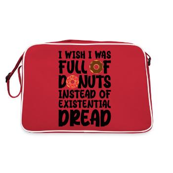 Ich wünschte, ich wäre voller Donuts statt existenzieller - Retro Tasche - Rot/Weiß - Hinten