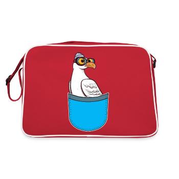 maritime, marin, marin, mouette, oiseau de mer, oiseau de mer - Sac Retro - rouge/blanc - Dos