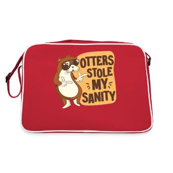 Otter Otters Stole My Sanity - Retro Tasche - Rot/Weiß - Hinten