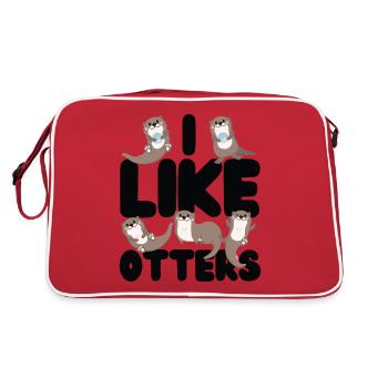 Otter I Like Otters - Retro Bag - red/white - Back