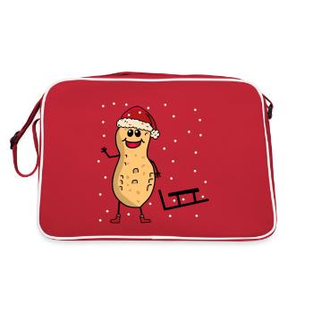 Christmas Peanut Sleigh Snowfall Santa Claus - Retro Bag - red/white - Back