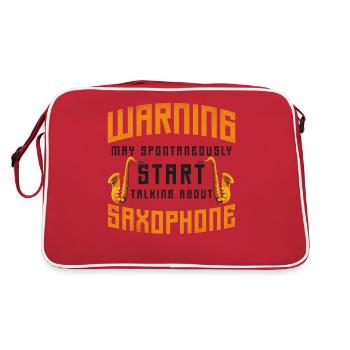 Saxophone Warning May - Retro Tasche - Rot/Weiß - Hinten