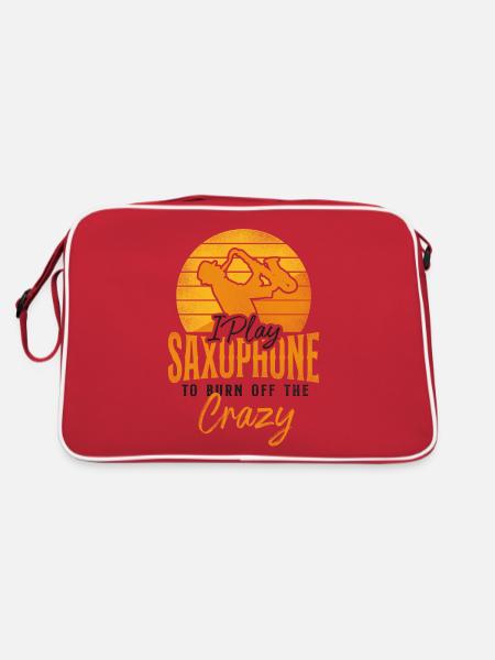 Saxophones I Play Saxophones To Burn - Retro Bag - red/white - Back