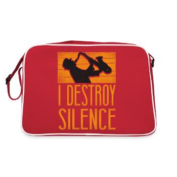 Saxophones I Destroy Silence - Sac Retro - rouge/blanc - Dos