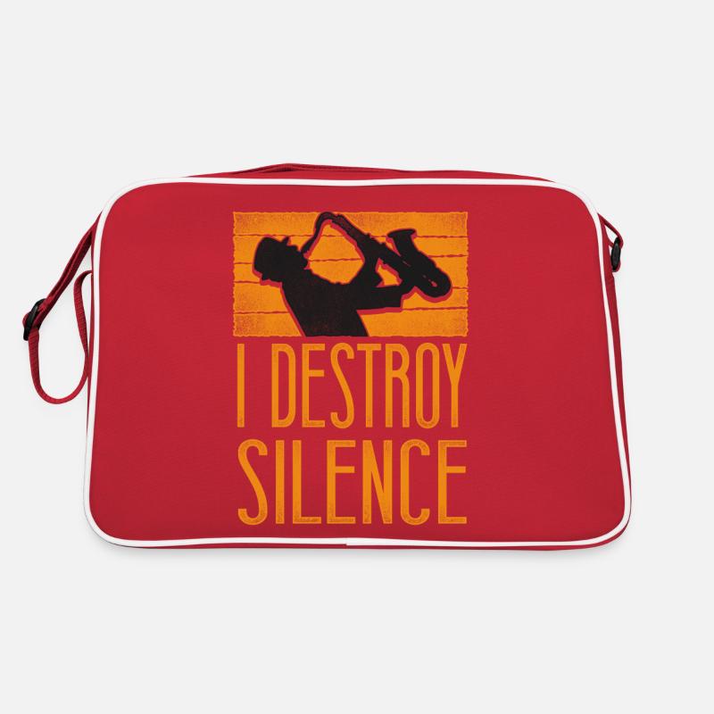 Saxophone I Destroy Silence Retro Tasche