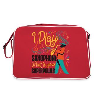 Saxophone I Play Saxophone What Is - Retro Tasche - Rot/Weiß - Hinten