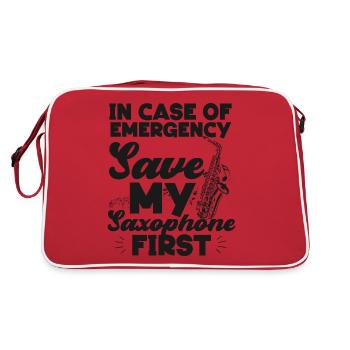 Saxophone In Case Of Emergency - Retro Tasche - Rot/Weiß - Hinten