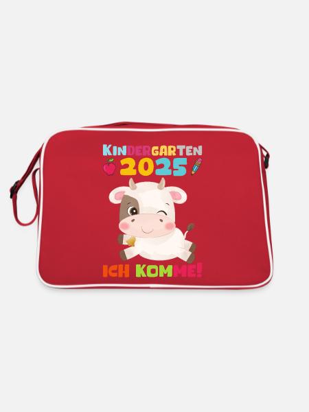 kiKindergarten 2025 Kids Gift Kita 2025 Décoration - Sac Retro - rouge/blanc - Dos