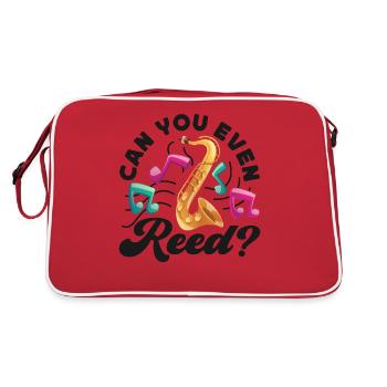 Saxophone Pun Can You Even Reed? - Retro Bag - red/white - Back