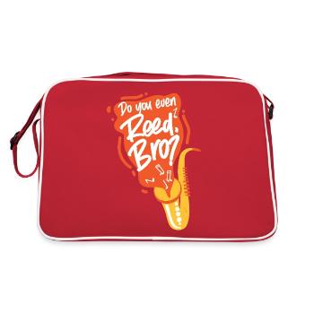 Saxophones Do You Even Reed, Bro? - Retro Bag - red/white - Back