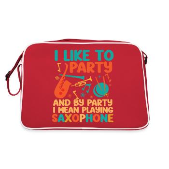 Saxophone I Like To Party And By - Retro Bag - red/white - Back