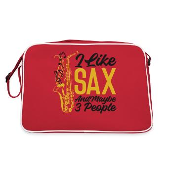 Saxophone Pun I Like Sax And Maybe - Retro Tasche - Rot/Weiß - Hinten