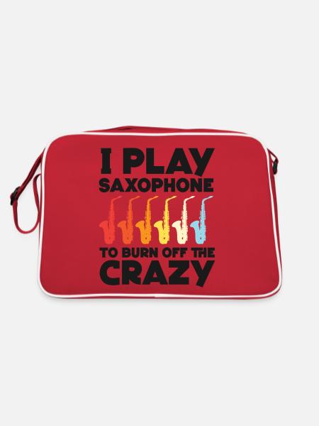 Saxophone I Play Saxophone To Burn - Retro Tasche - Rot/Weiß - Hinten