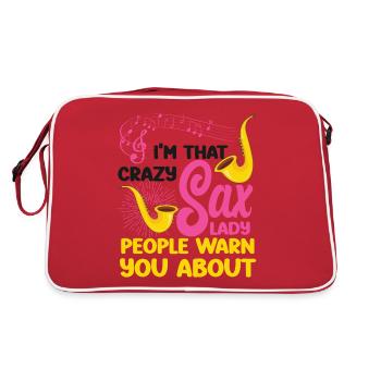 Saxophone Pun I'm That Crazy Sax - Retro Tasche - Rot/Weiß - Hinten