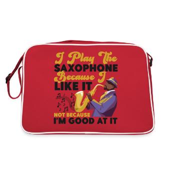 Saxophone I Play The Saxophone - Retro Tasche - Rot/Weiß - Hinten