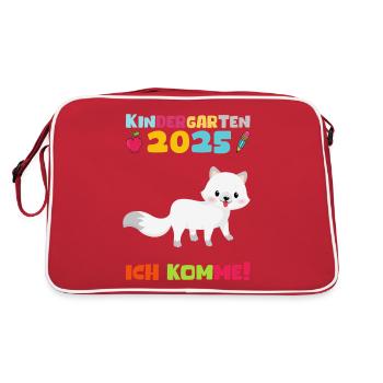 Kindergarten 2025 Kinder Geschenk Kita 2025 Deko - Retro Tasche - Rot/Weiß - Hinten