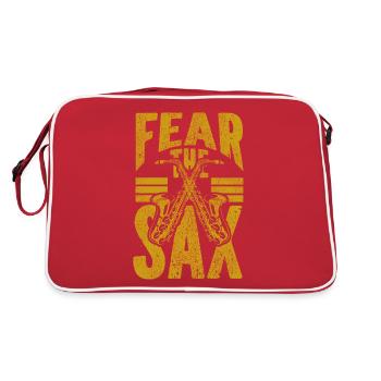 Saxophone Pun Fear The Sax - Retro Tasche - Rot/Weiß - Hinten