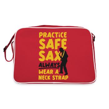 Saxophone Pun Practice Safe Sax - Retro Tasche - Rot/Weiß - Hinten