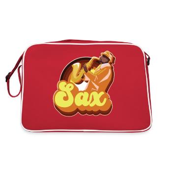 Saxophone Retro Vintage 70s Sax - Retro Tasche - Rot/Weiß - Hinten
