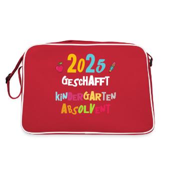 Adieu Maternelle 2025 Cadeau Fille Garçons - Sac Retro - rouge/blanc - Dos