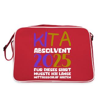 Adieu Maternelle 2025 Cadeau Fille Garçons - Sac Retro - rouge/blanc - Dos